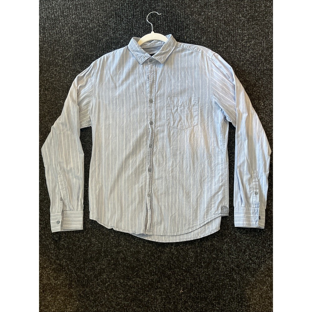 Cotton On Mens Light Blue Striped Long Sleeve Button Up Shirt Size Medium